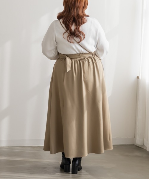 CLETTE(クレット)の「CLETTEオリジナルベルト付きギャザーロングスカート(スカート・レディース・ブラック/カーキ/ベージュ・3L/LL/4L)」の9枚目の写真