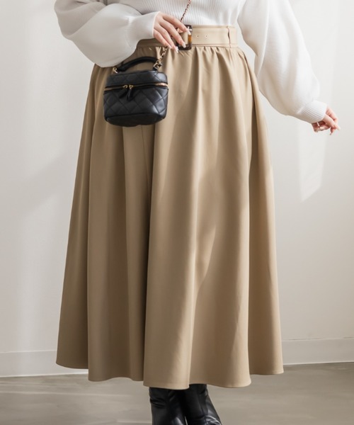 CLETTE(クレット)の「CLETTEオリジナルベルト付きギャザーロングスカート(スカート・レディース・ブラック/カーキ/ベージュ・3L/LL/4L)」の7枚目の写真