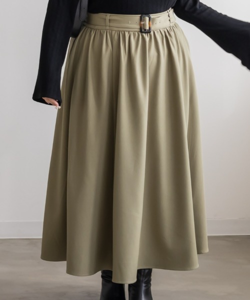 CLETTE(クレット)の「CLETTEオリジナルベルト付きギャザーロングスカート(スカート・レディース・ブラック/カーキ/ベージュ・3L/LL/4L)」の10枚目の写真
