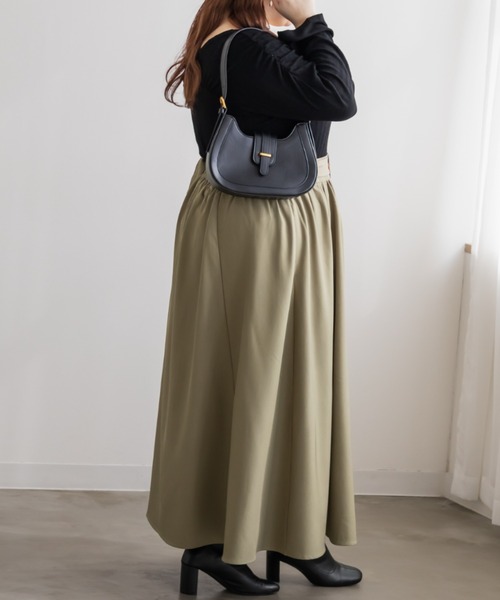 CLETTE(クレット)の「CLETTEオリジナルベルト付きギャザーロングスカート(スカート・レディース・ブラック/カーキ/ベージュ・3L/LL/4L)」の13枚目の写真