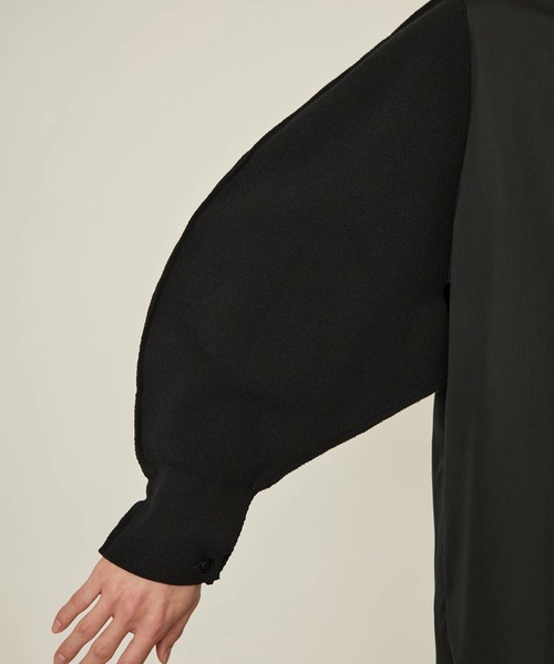 I'm here:(アイムヒアー)の「【i'm here】KNIT SLEEVE : DOCKING SHIRTS(シャツ/ブラウス・メンズ・ホワイト/ライトブルー/ブラック・L/M)」の10枚目の写真