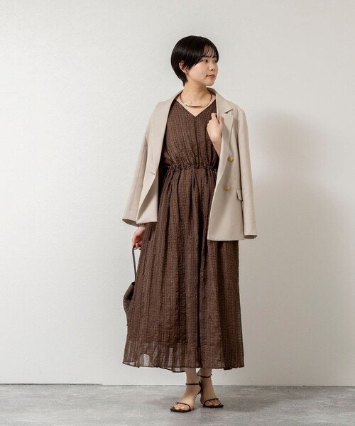 NOLLEY’S（ノーリーズ）の「【WEB限定】ウォッシャブルシアーチェックワンピース（ワンピース・レディース・ブラック系その他/ベージュ系その他・FREE）」の8枚目の写真