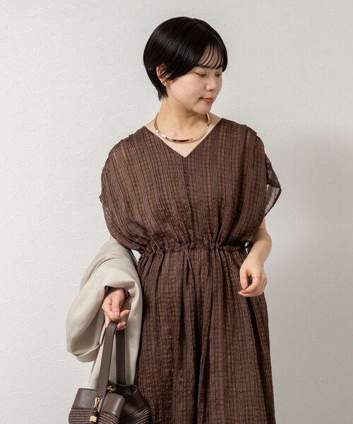 NOLLEY’S（ノーリーズ）の「【WEB限定】ウォッシャブルシアーチェックワンピース（ワンピース・レディース・ブラック系その他/ベージュ系その他・FREE）」の20枚目の写真