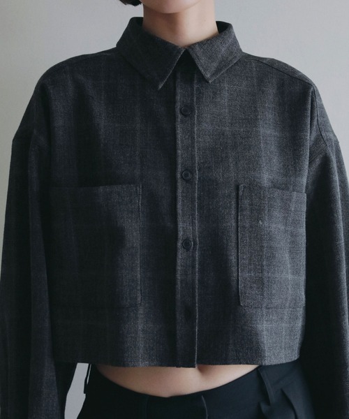 anuke（アンヌーク）の「Short Check Shirts（シャツ/ブラウス・レディース・チャコールグレー/ブラウン・FREE）」の2枚目の写真