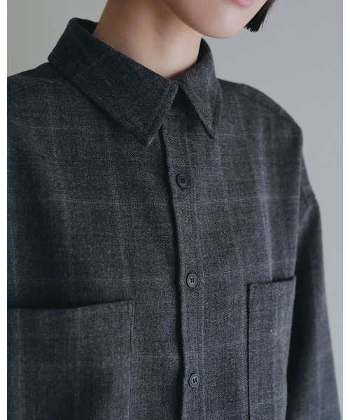 anuke（アンヌーク）の「Short Check Shirts（シャツ/ブラウス・レディース・チャコールグレー/ブラウン・FREE）」の4枚目の写真
