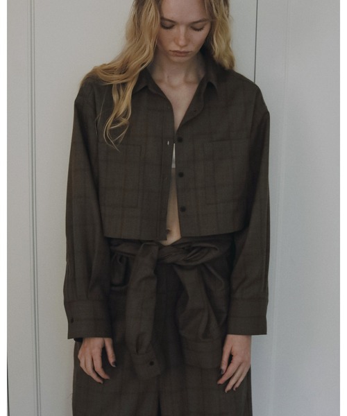 anuke（アンヌーク）の「Short Check Shirts（シャツ/ブラウス・レディース・チャコールグレー/ブラウン・FREE）」の8枚目の写真