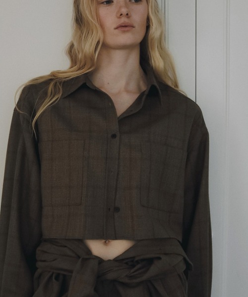 anuke（アンヌーク）の「Short Check Shirts（シャツ/ブラウス・レディース・チャコールグレー/ブラウン・FREE）」の7枚目の写真