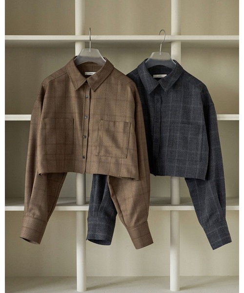 anuke（アンヌーク）の「Short Check Shirts（シャツ/ブラウス・レディース・チャコールグレー/ブラウン・FREE）」の15枚目の写真