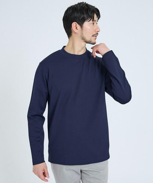 ABAHOUSE GRAY（アバハウスグレイ）の「【SMART CLOSET / WEB限定】抗菌防臭 ポンチモックネック 長袖Tシャツ（Tシャツ/カットソー・メンズ・ブラック/グレイッシュベージュ/ホワイト/ライトグレー/ネイビー・46/48/50）」の5枚目の写真