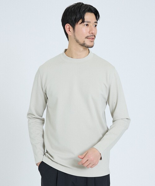 ABAHOUSE GRAY（アバハウスグレイ）の「【SMART CLOSET / WEB限定】抗菌防臭 ポンチモックネック 長袖Tシャツ（Tシャツ/カットソー・メンズ・ブラック/グレイッシュベージュ/ホワイト/ライトグレー/ネイビー・46/48/50）」の4枚目の写真
