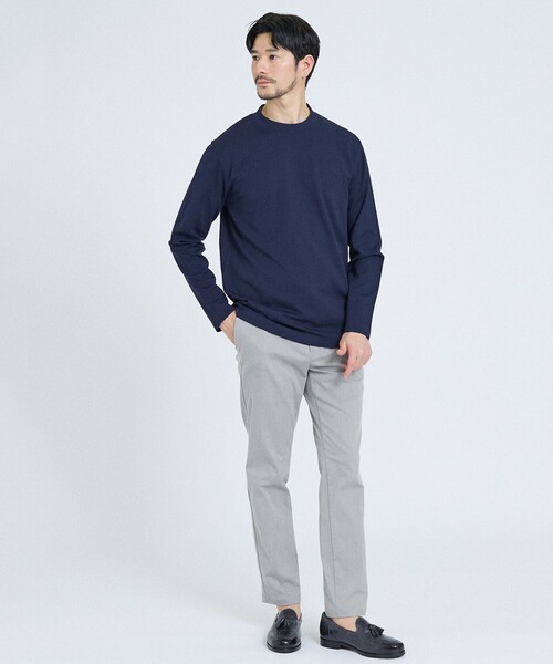 ABAHOUSE GRAY(アバハウスグレイ)の「【SMART CLOSET/WEB限定】抗菌防臭 ポンチモックネック 長袖Tシャツ(Tシャツ/カットソー・メンズ・ブラック/グレイッシュベージュ/ホワイト/ライトグレー/ネイビー・46/48/50)」の7枚目の写真