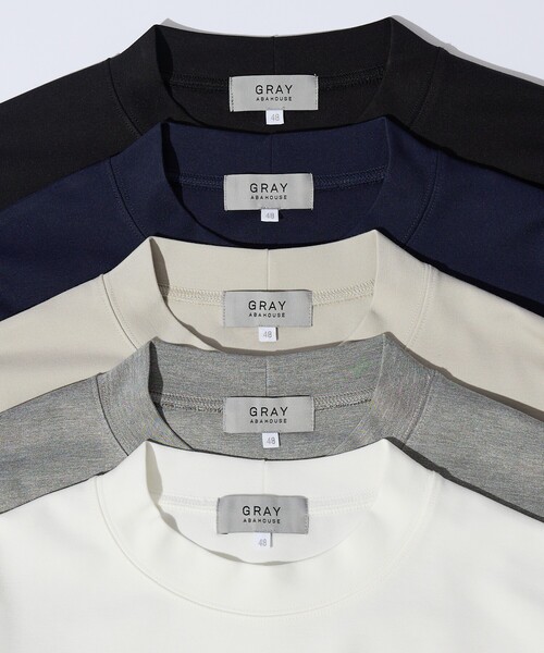ABAHOUSE GRAY（アバハウスグレイ）の「【SMART CLOSET / WEB限定】抗菌防臭 ポンチモックネック 長袖Tシャツ（Tシャツ/カットソー・メンズ・ブラック/グレイッシュベージュ/ホワイト/ライトグレー/ネイビー・46/48/50）」の8枚目の写真