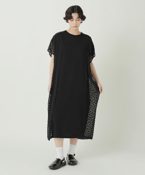 ZUCCa（ズッカ）の「(S)JACQUARD DOCKING JERSEY（ワンピース・レディース・ブラック/ネイビー・M size）」の2枚目の写真