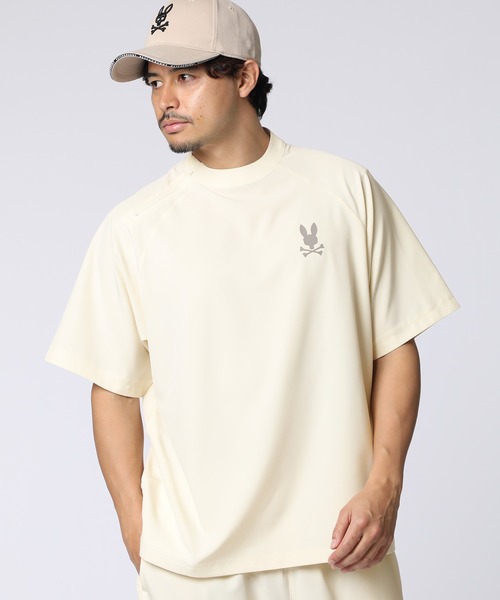 Psycho Bunny（サイコバニー）の「[WEB限定]リラックスフィット ロゴ モックネックTシャツ（Tシャツ/カットソー・メンズ・キナリ/ブラック/グレイッシュベージュ・X-LARGE/LARGE/MEDIUM/SMALL）」の2枚目の写真