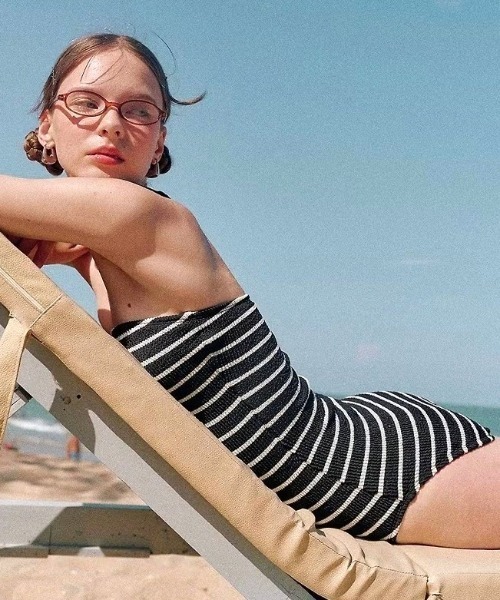 セール】Marine stripe halter neck swimwear（水着）｜Vipoa