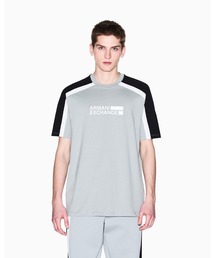 アルマーニエクスチェンジ　ジッパーTシャツ　カットソー　グレー　ピンク　イエロー A|Xアルマーニ エクスチェンジ】スパンコールBOXロゴ クルーネック半袖