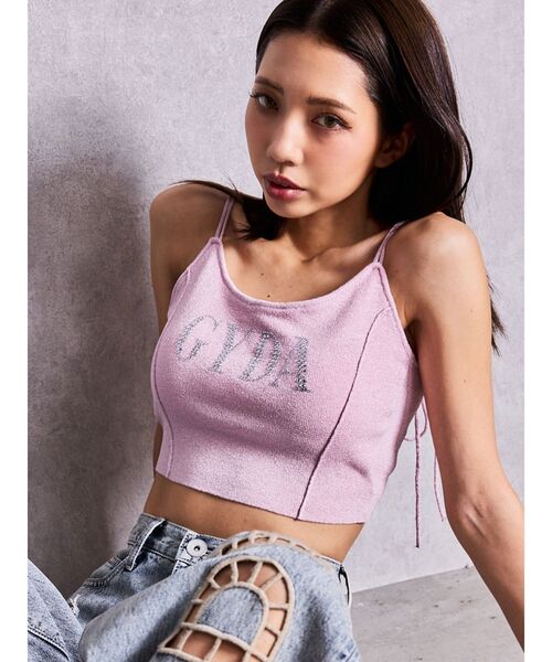 GYDA(ジェイダ)の「GYDA bijouラメニットビスチェ(キャミソール・レディース・ピンク/シルバー/ライトブルー/ブラック/パープル・FREE)」の4枚目の写真