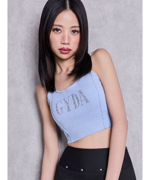 GYDA(ジェイダ)の「GYDA bijouラメニットビスチェ(キャミソール・レディース・ピンク/シルバー/ライトブルー/ブラック/パープル・FREE)」の2枚目の写真