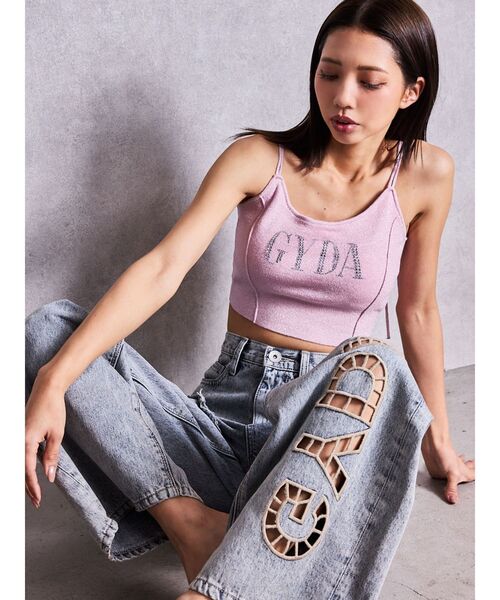 GYDA(ジェイダ)の「GYDA bijouラメニットビスチェ(キャミソール・レディース・ピンク/シルバー/ライトブルー/ブラック/パープル・FREE)」の7枚目の写真