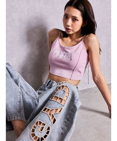 GYDA(ジェイダ)の「GYDA bijouラメニットビスチェ(キャミソール・レディース・ピンク/シルバー/ライトブルー/ブラック/パープル・FREE)」の8枚目の写真