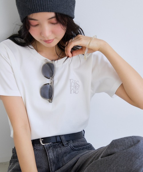 VIS(ビス)の「コンパクトアソートプリントTシャツ(Tシャツ/カットソー・レディース・ホワイト系その他/ホワイト/ブラック/チャコールグレー・FREE)」の1枚目の写真