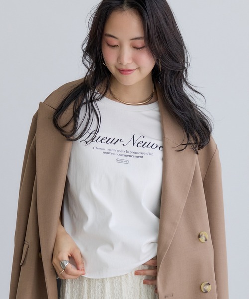 VIS(ビス)の「コンパクトアソートプリントTシャツ(Tシャツ/カットソー・レディース・ホワイト系その他/ホワイト/ブラック/チャコールグレー・FREE)」の9枚目の写真