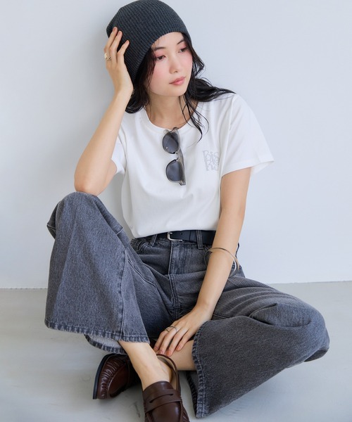 VIS(ビス)の「コンパクトアソートプリントTシャツ(Tシャツ/カットソー・レディース・ホワイト系その他/ホワイト/ブラック/チャコールグレー・FREE)」の19枚目の写真