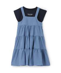 ANNA SUI mini（アナスイ・ミニ）の「【人気商品再入荷】【直営店で取り扱い無し】短丈Tシャツ+ジャンスカ（ジャンパースカート）」