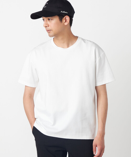 COMME CA ISM(コムサイズム)の「【MADE IN JAPAN】シルキーポンチTシャツ(Tシャツ/カットソー・メンズ・サックスブルー/ライトグレー/ホワイト/ネイビー/ブラック/ターコイズブルー/ベージュ・LARGE/MEDIUM)」の2枚目の写真