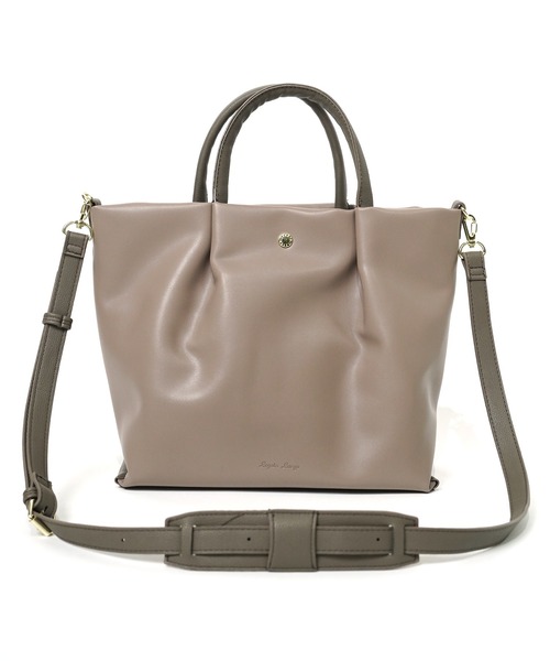 Legato Largo(レガートラルゴ)の「"02"≪Legato Largo≫肩楽 2ポケット フェイクレザー 2WAY ショルダーバッグ(ショルダーバッグ・レディース・ブラック/アイボリー/グレイッシュベージュ・ONE SIZE)」の13枚目の写真