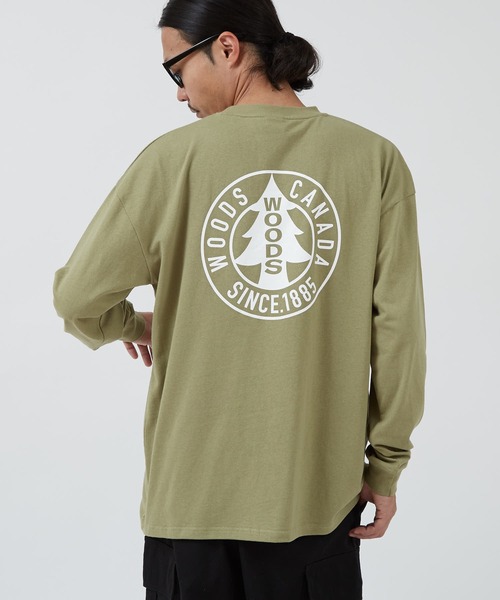 Woods(ウッズ)の「【WOODS】別注 プリント 長袖Tシャツ(Tシャツ/カットソー・メンズ・ホワイト系1/グレー/ベージュ系1/ホワイト系/ブラック/ホワイト/ブラック系1/カーキ系/ブラック系・X-LARGE/LARGE/MEDIUM/SMALL)」の9枚目の写真