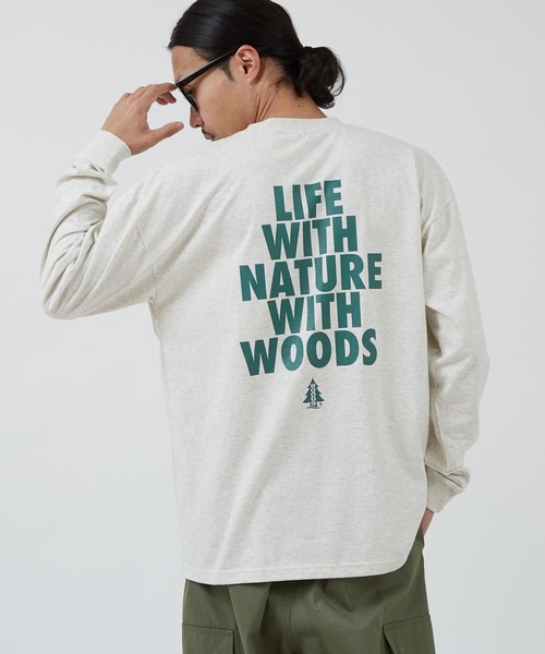 Woods(ウッズ)の「【WOODS】別注 プリント 長袖Tシャツ(Tシャツ/カットソー・メンズ・ホワイト系1/グレー/ベージュ系1/ホワイト系/ブラック/ホワイト/ブラック系1/カーキ系/ブラック系・X-LARGE/LARGE/MEDIUM/SMALL)」の7枚目の写真