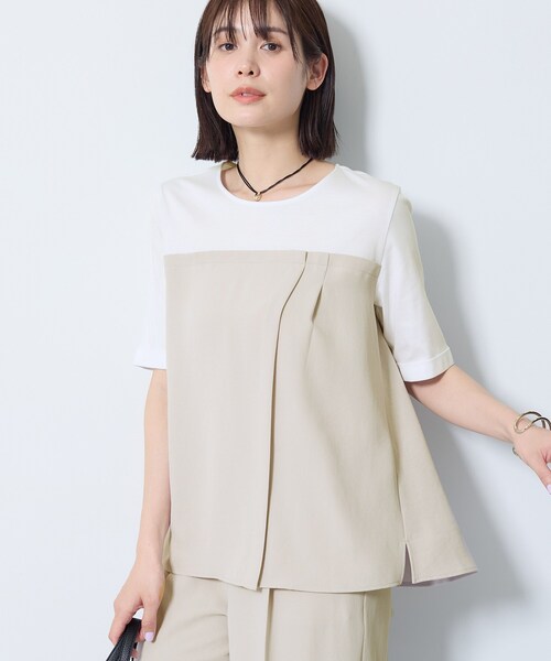 INDIVI（インディヴィ）の「【着る日傘／SETUP可能】ビスチェレイヤード風トップス（Tシャツ/カットソー・レディース・ネイビー/ベージュ/サックスブルー/ブラック・13/05/38/34/19/15 ）」の2枚目の写真