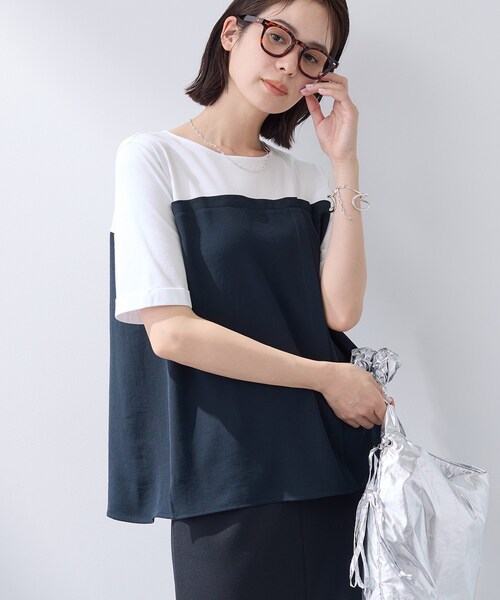 INDIVI（インディヴィ）の「【着る日傘／SETUP可能】ビスチェレイヤード風トップス（Tシャツ/カットソー・レディース・ネイビー/ベージュ/サックスブルー/ブラック・13/05/38/34/19/15 ）」の3枚目の写真