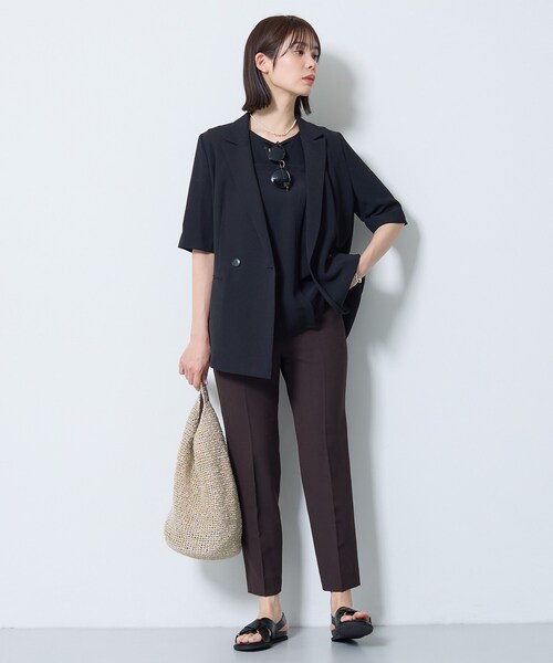 INDIVI（インディヴィ）の「【着る日傘／SETUP可能】ビスチェレイヤード風トップス（Tシャツ/カットソー・レディース・ネイビー/ベージュ/サックスブルー/ブラック・13/05/38/34/19/15 ）」の7枚目の写真