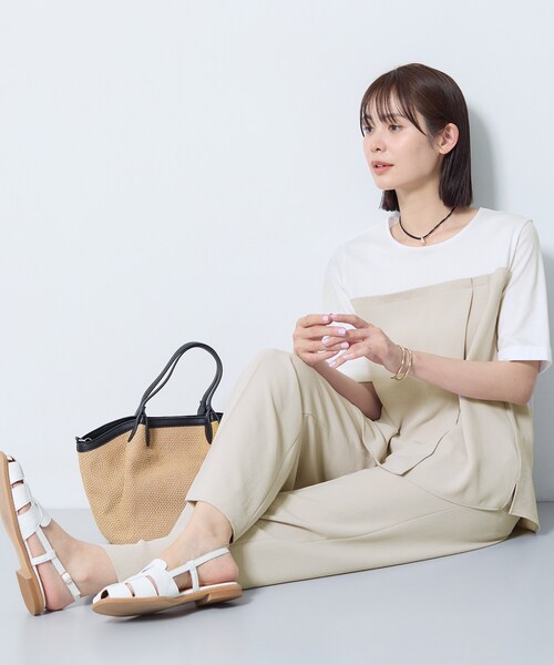 INDIVI（インディヴィ）の「【着る日傘／SETUP可能】ビスチェレイヤード風トップス（Tシャツ/カットソー・レディース・ネイビー/ベージュ/サックスブルー/ブラック・13/05/38/34/19/15 ）」の10枚目の写真