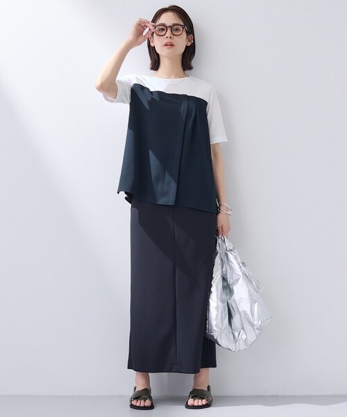 INDIVI（インディヴィ）の「【着る日傘／SETUP可能】ビスチェレイヤード風トップス（Tシャツ/カットソー・レディース・ネイビー/ベージュ/サックスブルー/ブラック・13/05/38/34/19/15 ）」の18枚目の写真