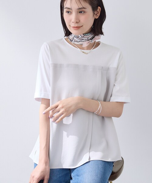 INDIVI（インディヴィ）の「【着る日傘／SETUP可能】ビスチェレイヤード風トップス（Tシャツ/カットソー・レディース・ネイビー/ベージュ/サックスブルー/ブラック・13/05/38/34/19/15 ）」の21枚目の写真