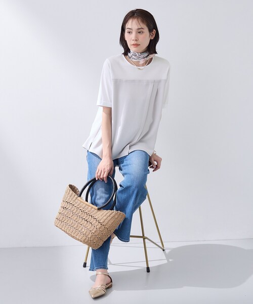 INDIVI（インディヴィ）の「【着る日傘／SETUP可能】ビスチェレイヤード風トップス（Tシャツ/カットソー・レディース・ネイビー/ベージュ/サックスブルー/ブラック・13/05/38/34/19/15 ）」の22枚目の写真