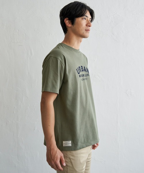 ikka(イッカ)の「【吸水速乾】URBAN NATURE LIFE アーバンネイチャーライフ 鹿の子フロッキープリントTシャツ(Tシャツ/カットソー・メンズ・ネイビー/ホワイト/カーキ/ブラック・XL/L/M/S)」の4枚目の写真