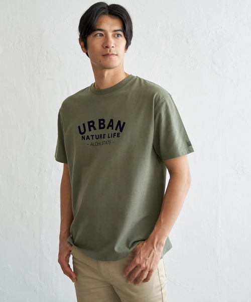 ikka(イッカ)の「【吸水速乾】URBAN NATURE LIFE アーバンネイチャーライフ 鹿の子フロッキープリントTシャツ(Tシャツ/カットソー・メンズ・ネイビー/ホワイト/カーキ/ブラック・XL/L/M/S)」の12枚目の写真