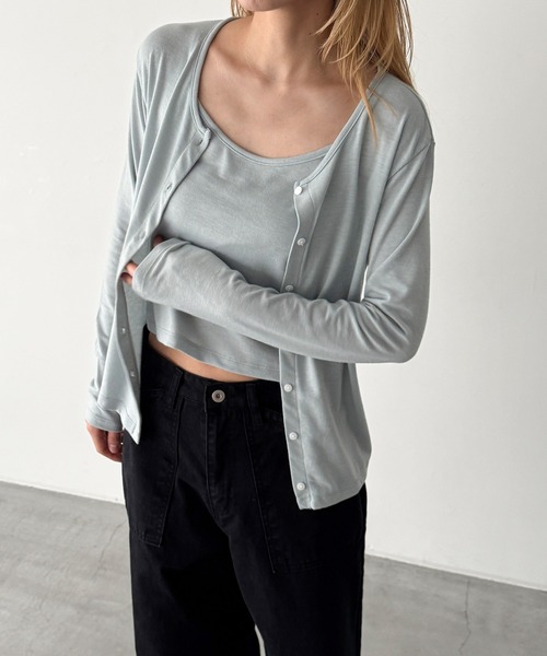 CANAL JEAN(キャナルジーン)の「El mar レイヤードカットトップス(アンサンブル・レディース・サックスブルー/ブラック/グレー・ONE SIZE)」の3枚目の写真