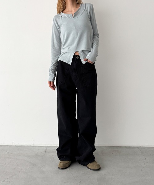 CANAL JEAN(キャナルジーン)の「El mar レイヤードカットトップス(アンサンブル・レディース・サックスブルー/ブラック/グレー・ONE SIZE)」の11枚目の写真