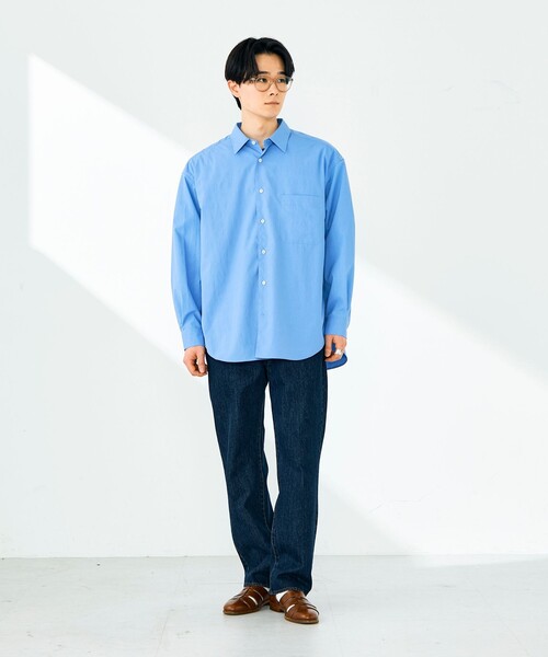 GLOSTER(グロスター)の「【ニューベーシック】ワッシャーポプリンシャツ ロングスリーブ(シャツ/ブラウス・メンズ・オフホワイト/サックスブルー/チャコールグレー・M/L/S)」の4枚目の写真