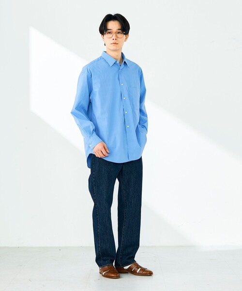 GLOSTER(グロスター)の「【ニューベーシック】ワッシャーポプリンシャツ ロングスリーブ(シャツ/ブラウス・メンズ・オフホワイト/サックスブルー/チャコールグレー・M/L/S)」の5枚目の写真