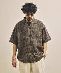 HINSON（ヒンソン）の「HINSON/ヒンソン シアサッカー オープンカラー ショートスリーブ チェックシャツ（シャツ/ブラウス）」