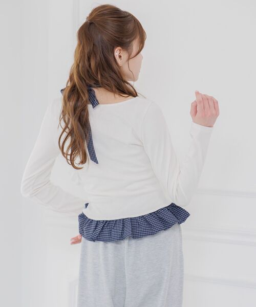 ems excite(エムズエキサイト)の「タイ付チェックフリルカットソー(Tシャツ/カットソー・レディース・チャコールグレー/ナチュラル/ダークブルー・FREE)」の21枚目の写真
