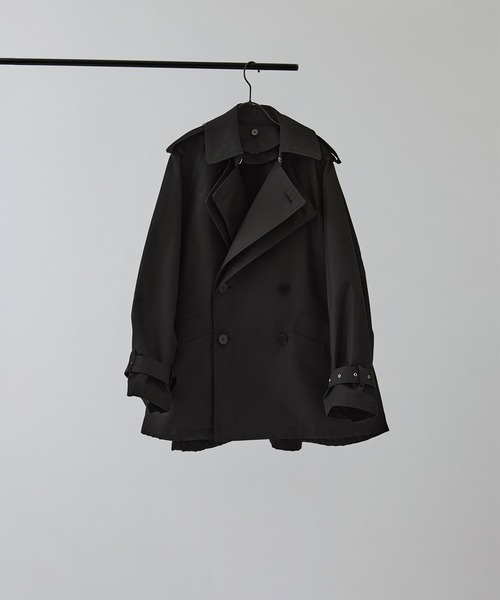 08sircus（ゼロエイトサーカス）の「[08sircus/ゼロハチサーカス]Giza cotton short trench coat（トレンチコート・レディース・ブラック/ベージュ・1）」の10枚目の写真