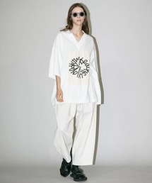 【my beautiful landlet】 USA COTTON V-NECK BIG T-SHIRT - print