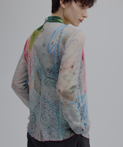 Ameri(アメリ)の「GEL ART CUT SHIRT(シャツ/ブラウス・レディース・ライトブルー/カーキ・FREE)」の8枚目の写真